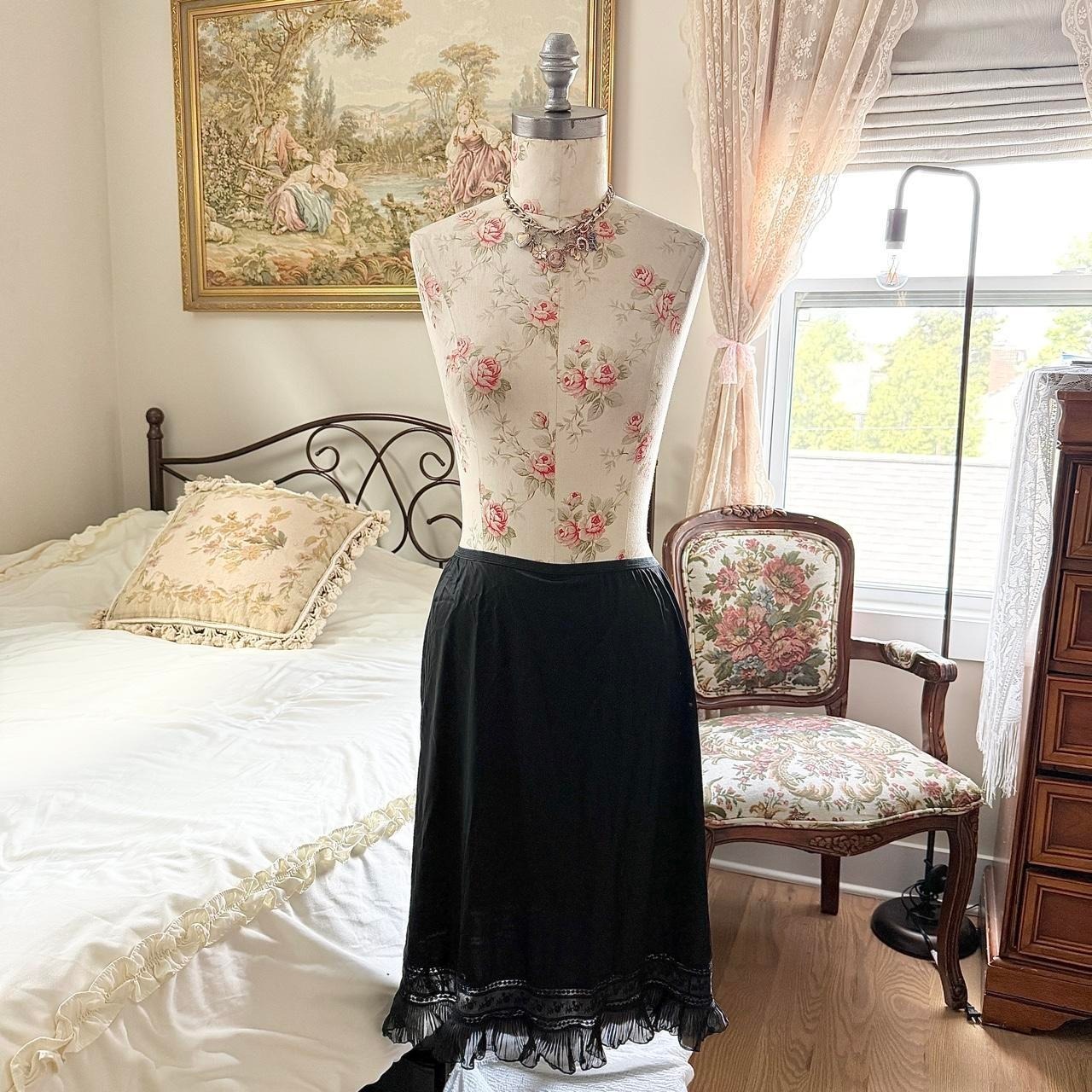 Black Lace Slip Skirt 90s Adonna Medium Black Half Slip Skirt